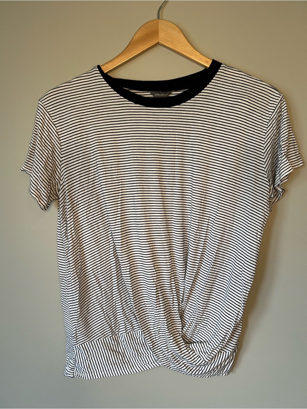 Eddie Bauer Black & White Striped Twist-Hem Tee